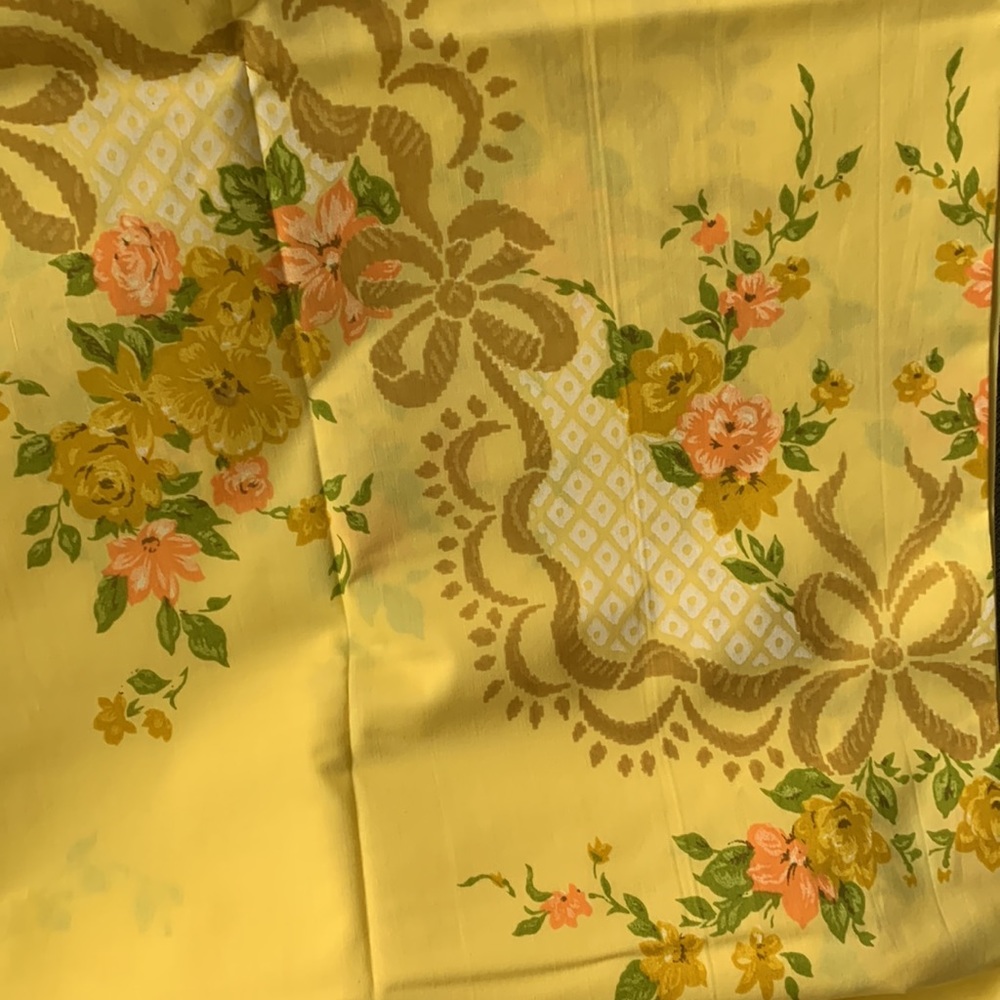 2 Vintage Yellow Floral Full Flat Sheets- New old Stock